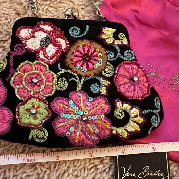 Vera Bradley beaded clutch bag w satin cover bag - Picture 3 of 6